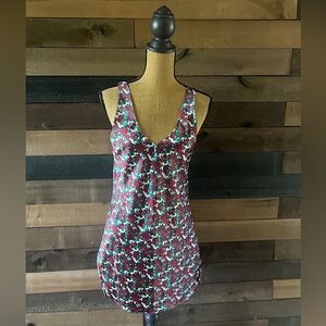 Vintage 80s Floral Silky Slip Dress